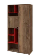 KSR6-83 P skříň šatní, 1x výsuvné ramínko, dvířka, niky, 2053x1022x400 mm, provedení pravé, korpus a